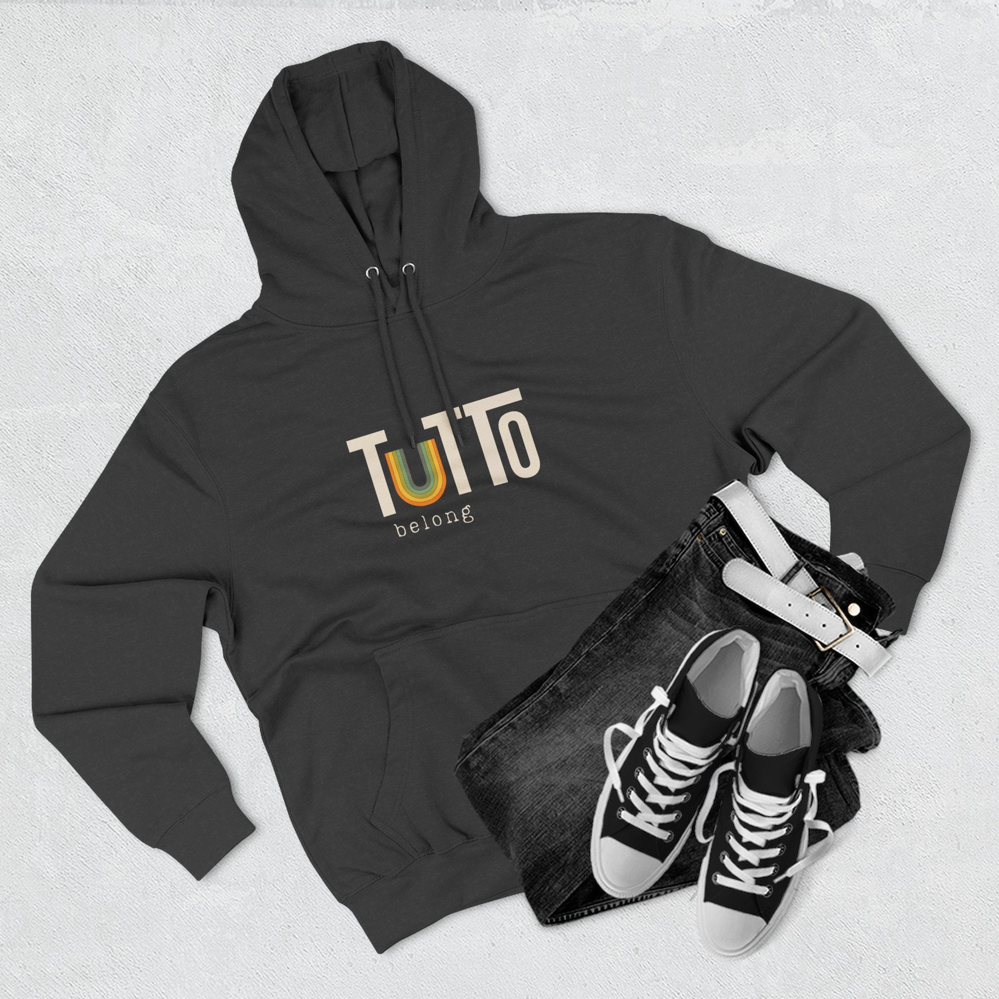 TUTTo U belong Hoodie w/ Muted Rainbow Cozy Hoodie