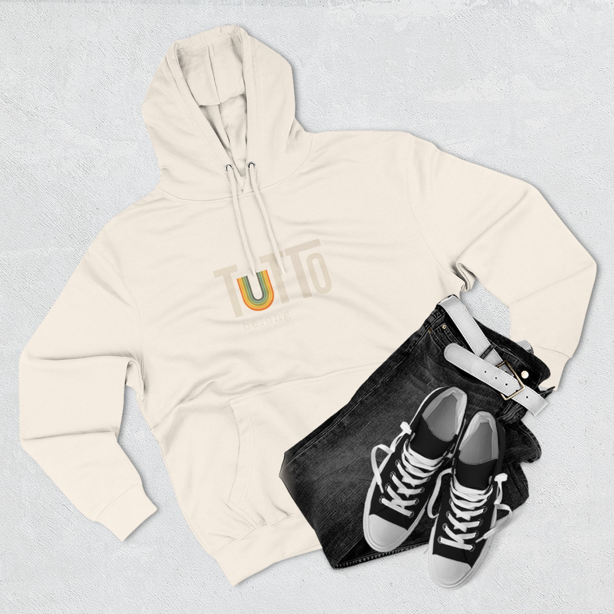TUTTo U belong Hoodie w/ Muted Rainbow Cozy Hoodie