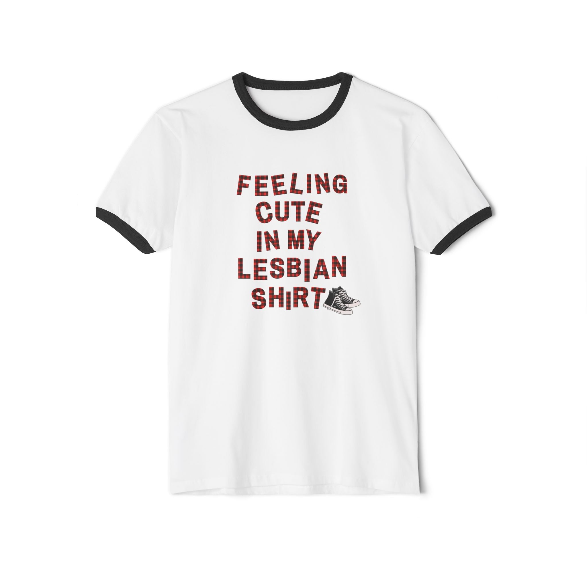 "Feeling Cute in My Lesbian Shirt" - Lesbian Ringer Retro Graphic Tee