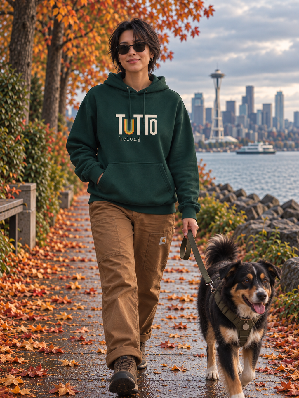 TUTTo U belong Hoodie w/ Muted Rainbow Cozy Hoodie