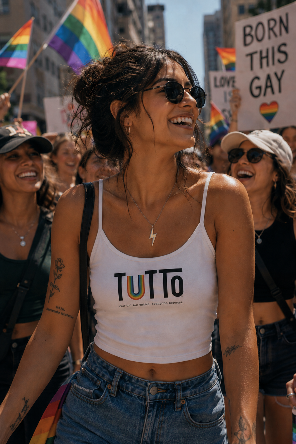 TUTTo  /tùt·to/: all; entire. everyone belongs. - Signature Spaghetti Tank Top